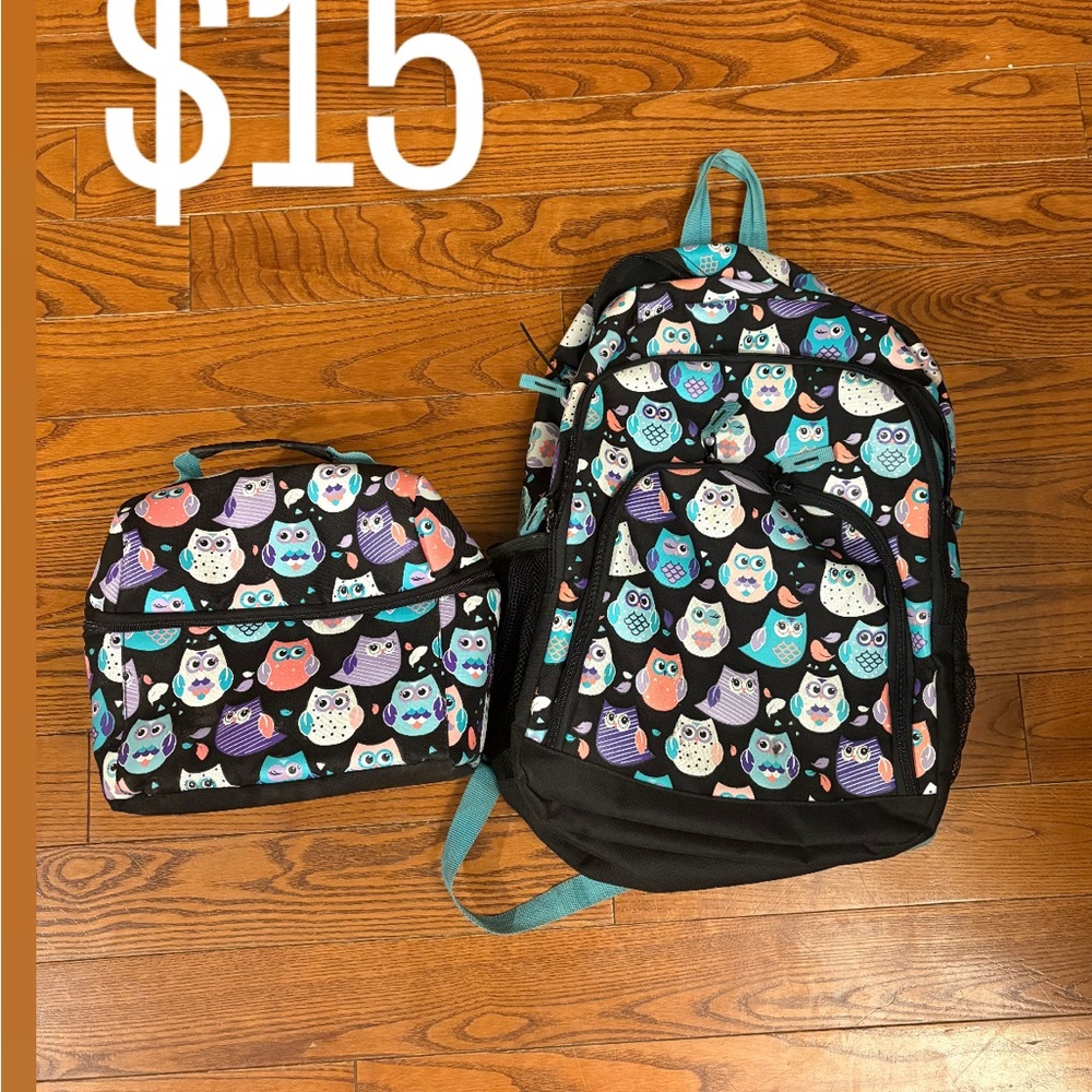 Colorful Owl Pattern Kids Backpack and Lunch Bag Set